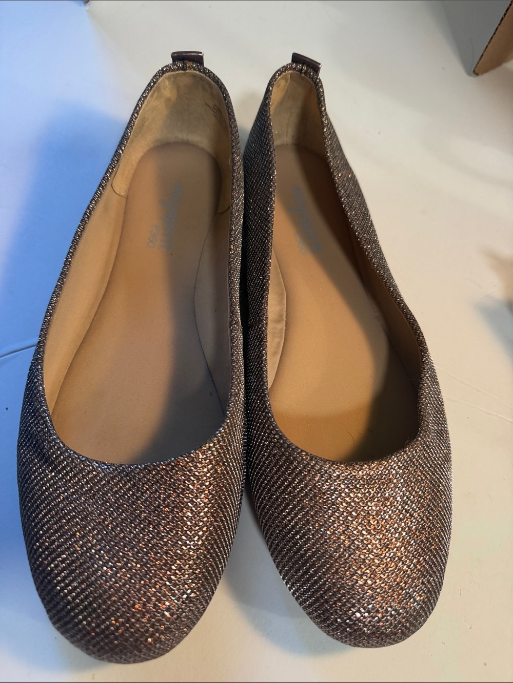 Easy Spirit Metallic Bronze Sparkle Ballet Flats B3